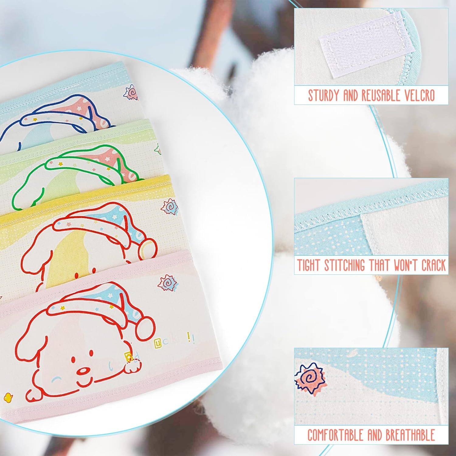 Retyion 4 PCS Adjustable Baby Belly Band Velcro Design Cotton Baby Umbilical Cord (Random Color) - Image 5